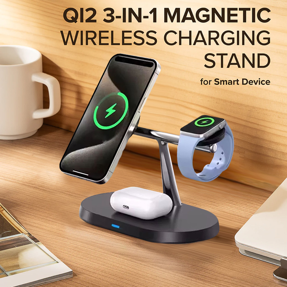 Wireless Charger 3 In 1 - Stasiun Pengisian Daya Magnetik Nirkabel 3