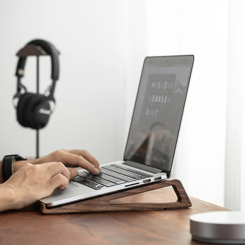 Laptop Stand Bamboo - HeMu Walnut Wood Laptop Stand –