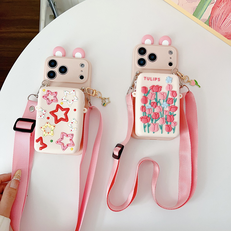 Tech Accessories Iphone - Casing Dompet Tulip Star dengan Aksesoris