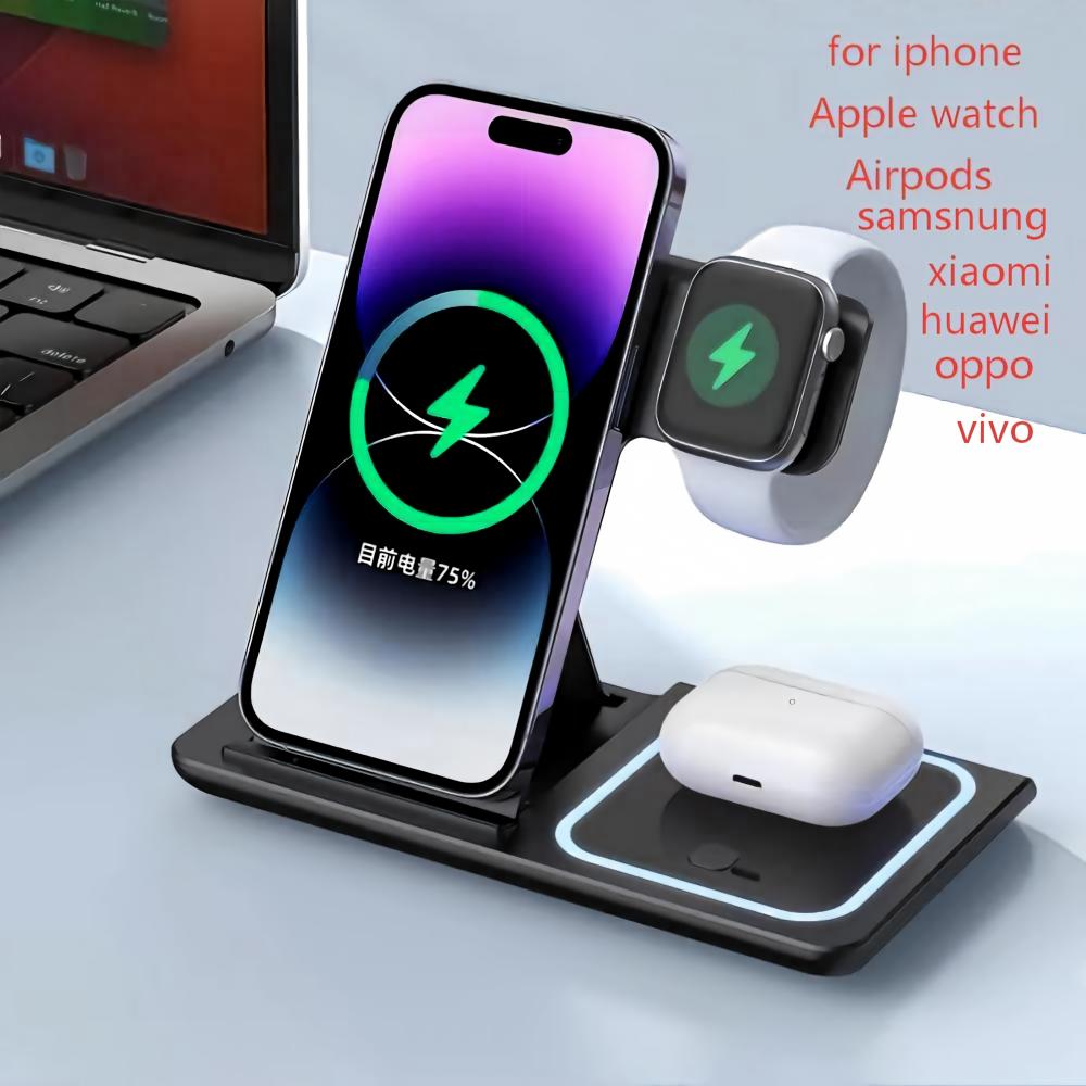Wireless Charger 3 In 1 - Dudukan Pengisi Daya Nirkabel 3 in
