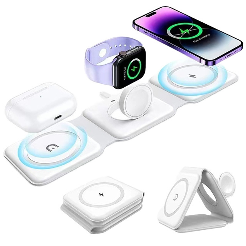 Wireless Charger 3 In 1 - Pengisi Daya Nirkabel Lipat Magnetik 3-in-1,