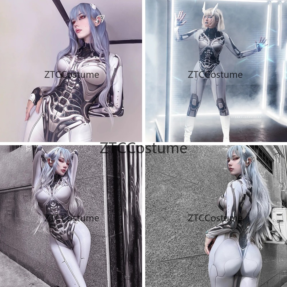 Tech Accessories Women - Bodysuit Cosplay Cetak 3D Y2k Techwear