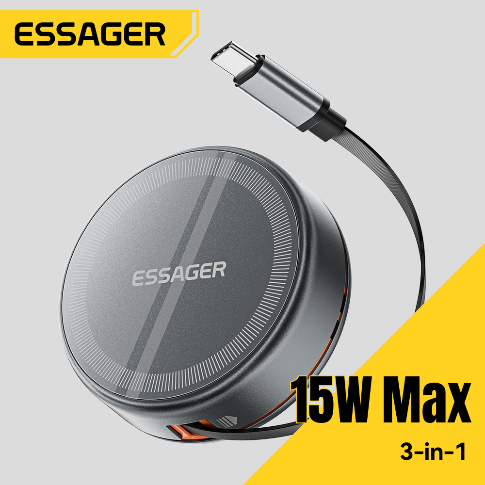 Wireless Charger 3 In 1 - Essager Pengisi Daya Nirkabel Magnetik 15W