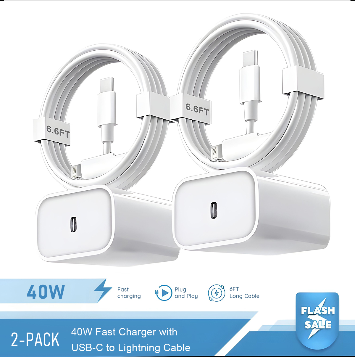Tech Accessories Apple - 2-4 Set Pengisi Daya Cepat 40W