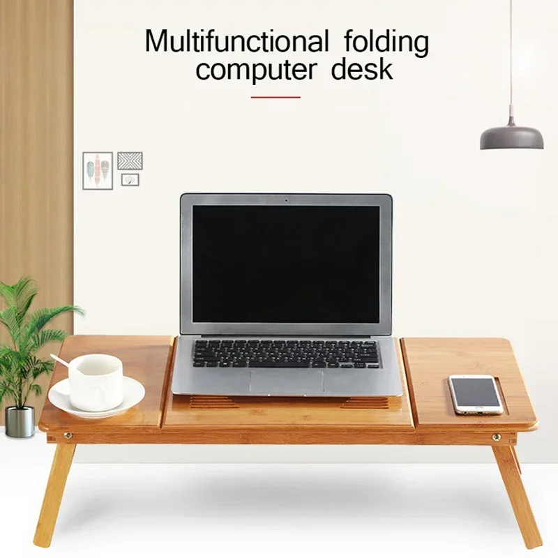 Laptop Stand Bamboo - Meja/Dudukan Laptop Bambu yang Dapat Disesuaikan