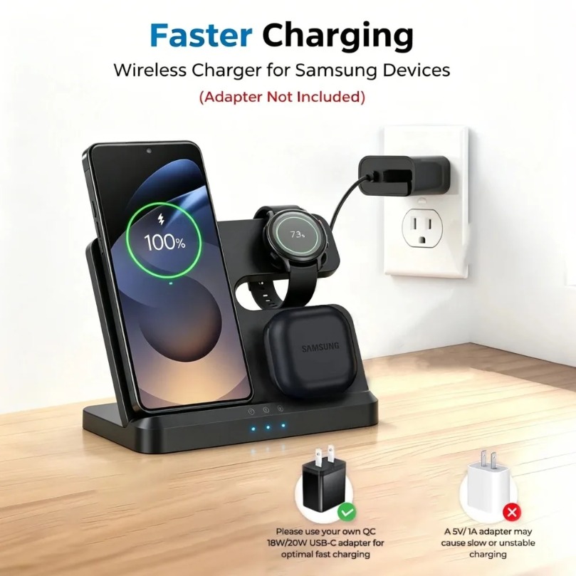 Pengisi Daya Nirkabel Cepat 3  - Wireless Charger 3 In 1 ulasan dan harga