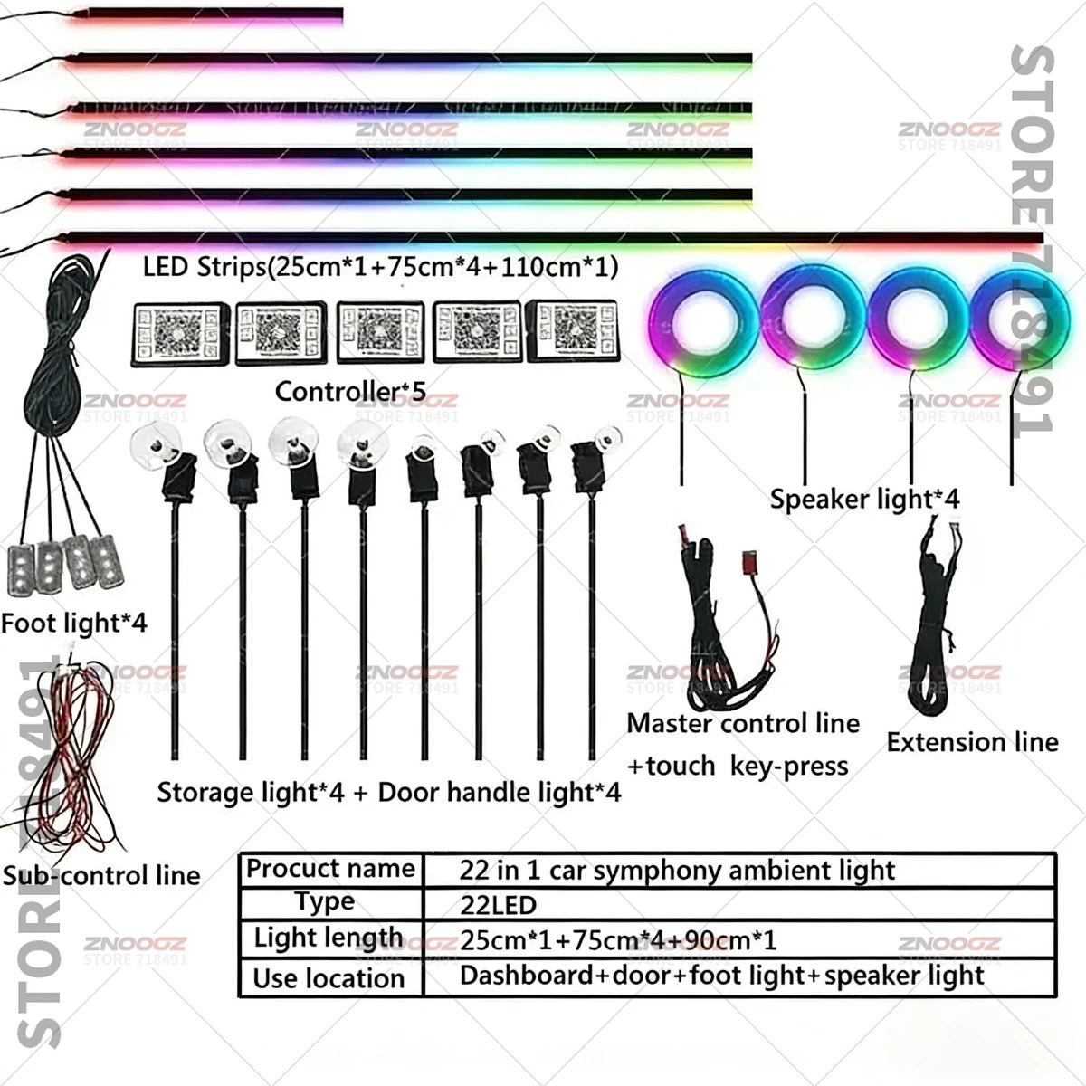 Lampu Interior Mobil RGB 22in1 - Tech Lighting Accessories ulasan dan harga