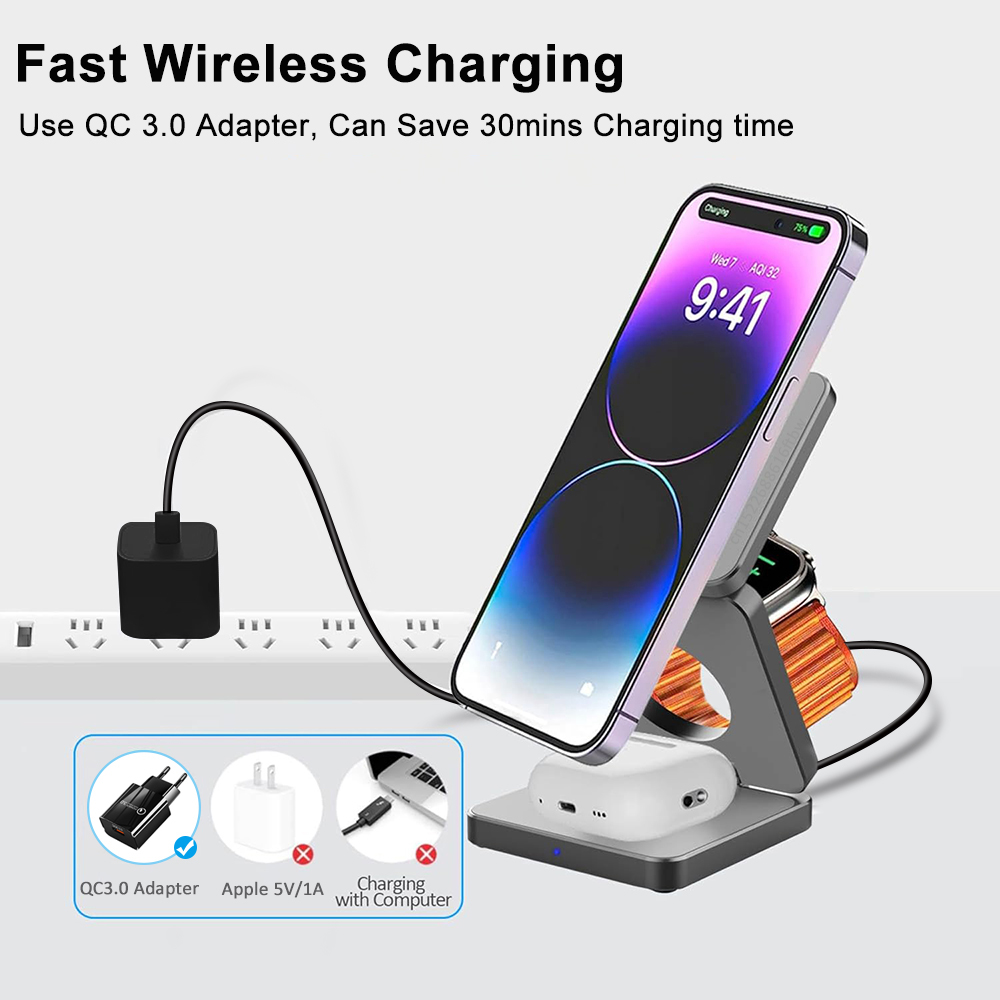Pengisi daya nirkabel 3 in 1,  - Wireless Charger 3 In 1 ulasan dan harga
