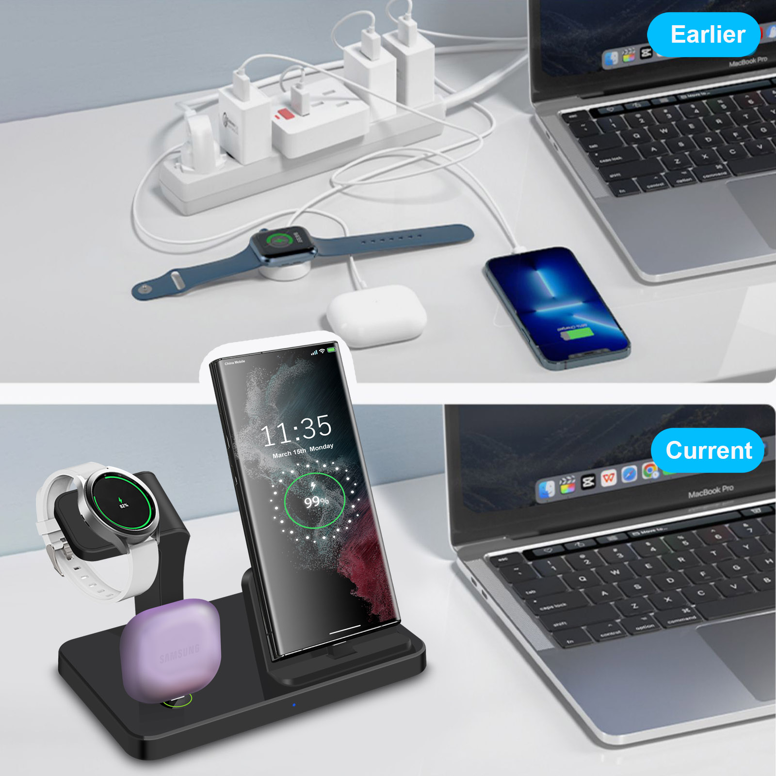 Dok Pengisi Daya Nirkabel 3 in - Wireless Charger 3 In 1 ulasan dan harga