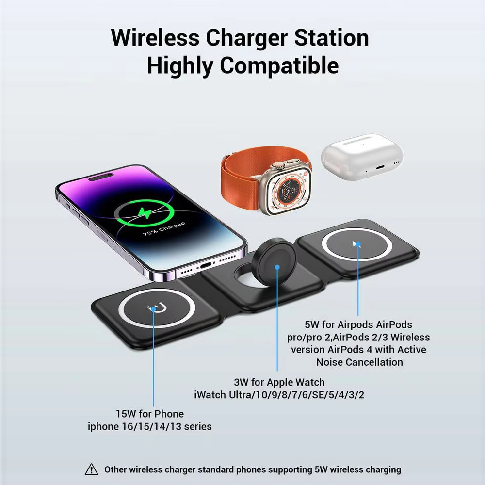 Pengisi Daya Nirkabel Lipat Ma - Wireless Charger 3 In 1 ulasan dan harga