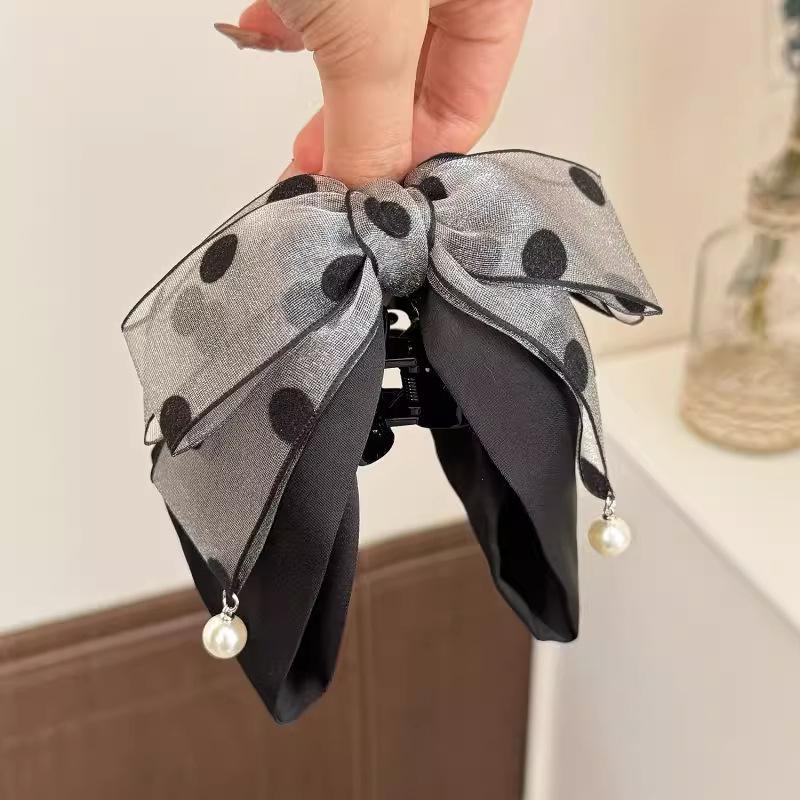 Jepit Rambut Pita Polkadot Abu - Hi Tech Accessories ulasan dan harga