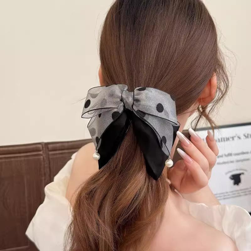 Jepit Rambut Pita Polkadot Abu - Hi Tech Accessories ulasan dan harga